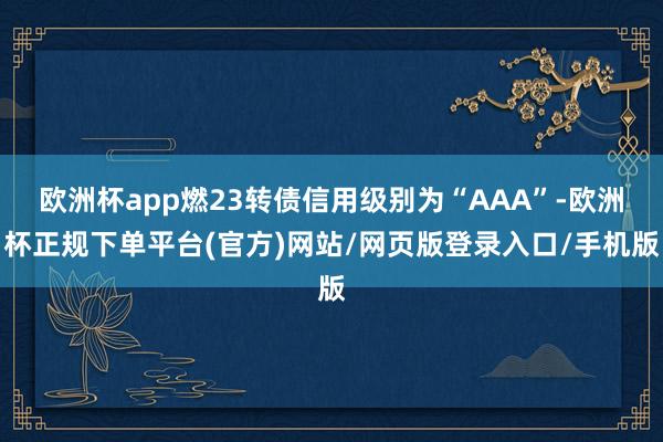 欧洲杯app燃23转债信用级别为“AAA”-欧洲杯正规下单平台(官方)网站/网页版登录入口/手机版