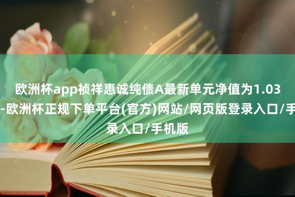 欧洲杯app祯祥惠诚纯债A最新单元净值为1.0317元-欧洲杯正规下单平台(官方)网站/网页版登录入口/手机版