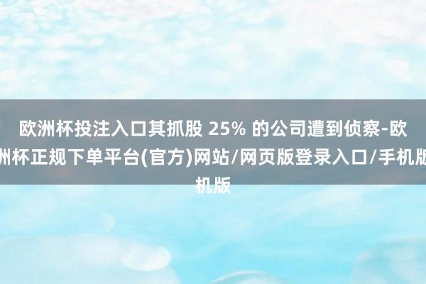 欧洲杯投注入口其抓股 25% 的公司遭到侦察-欧洲杯正规下单平台(官方)网站/网页版登录入口/手机版