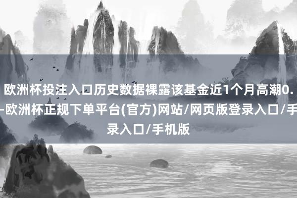 欧洲杯投注入口历史数据裸露该基金近1个月高潮0.15%-欧洲杯正规下单平台(官方)网站/网页版登录入口/手机版