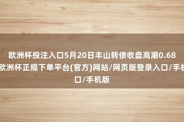 欧洲杯投注入口5月20日丰山转债收盘高潮0.68%-欧洲杯正规下单平台(官方)网站/网页版登录入口/手机版