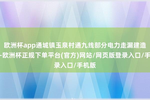 欧洲杯app通城镇玉泉村通九线部分电力走漏建造受损-欧洲杯正规下单平台(官方)网站/网页版登录入口/手机版