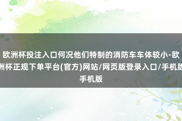 欧洲杯投注入口何况他们特制的消防车车体较小-欧洲杯正规下单平台(官方)网站/网页版登录入口/手机版